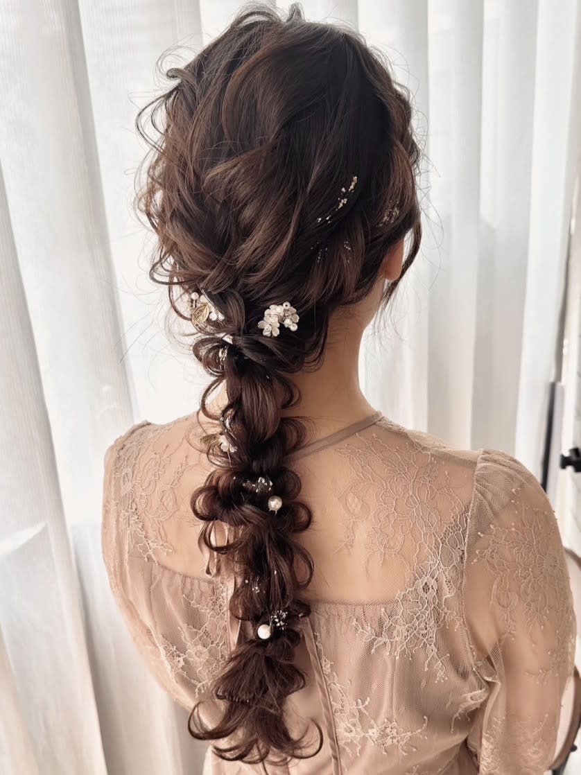 岡山髪質改善美容室 hair studio Chao by MICHI 【ヘアースタジオチャオ】【オカヤマカミシツカイゼンビヨウシツヘアースタジオチャオバイミチ】のスタイル紹介。【ChaoMICHI yu-ka】編み下ろし ヘアセット 