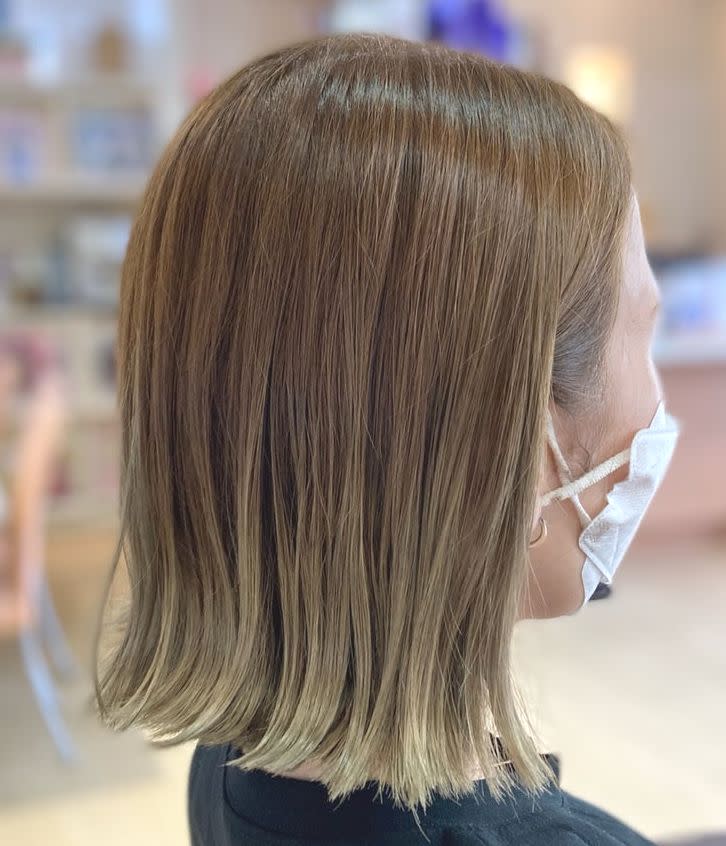 HAIR＆MAKE manis 髪質改善・白髪ぼかし【ヘアーアンドメイク マニス カミシツカイゼン シラガボカシ】のスタイル紹介。切りっぱなしボブ