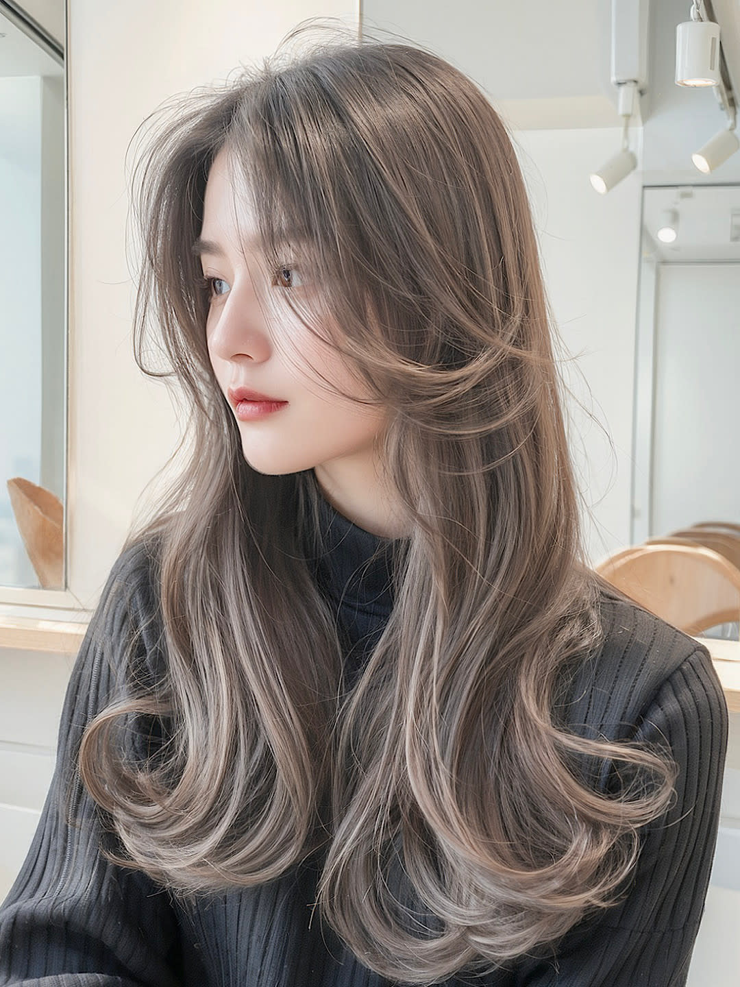 【全席半個室】 aini 天王寺アポロ店 【アイニ】【ゼンセキハンコシツ アイニ テンノウジアポロテン】のスタイル紹介。アディクシーカラーハイライトダブルカラーレイヤーカット韓国