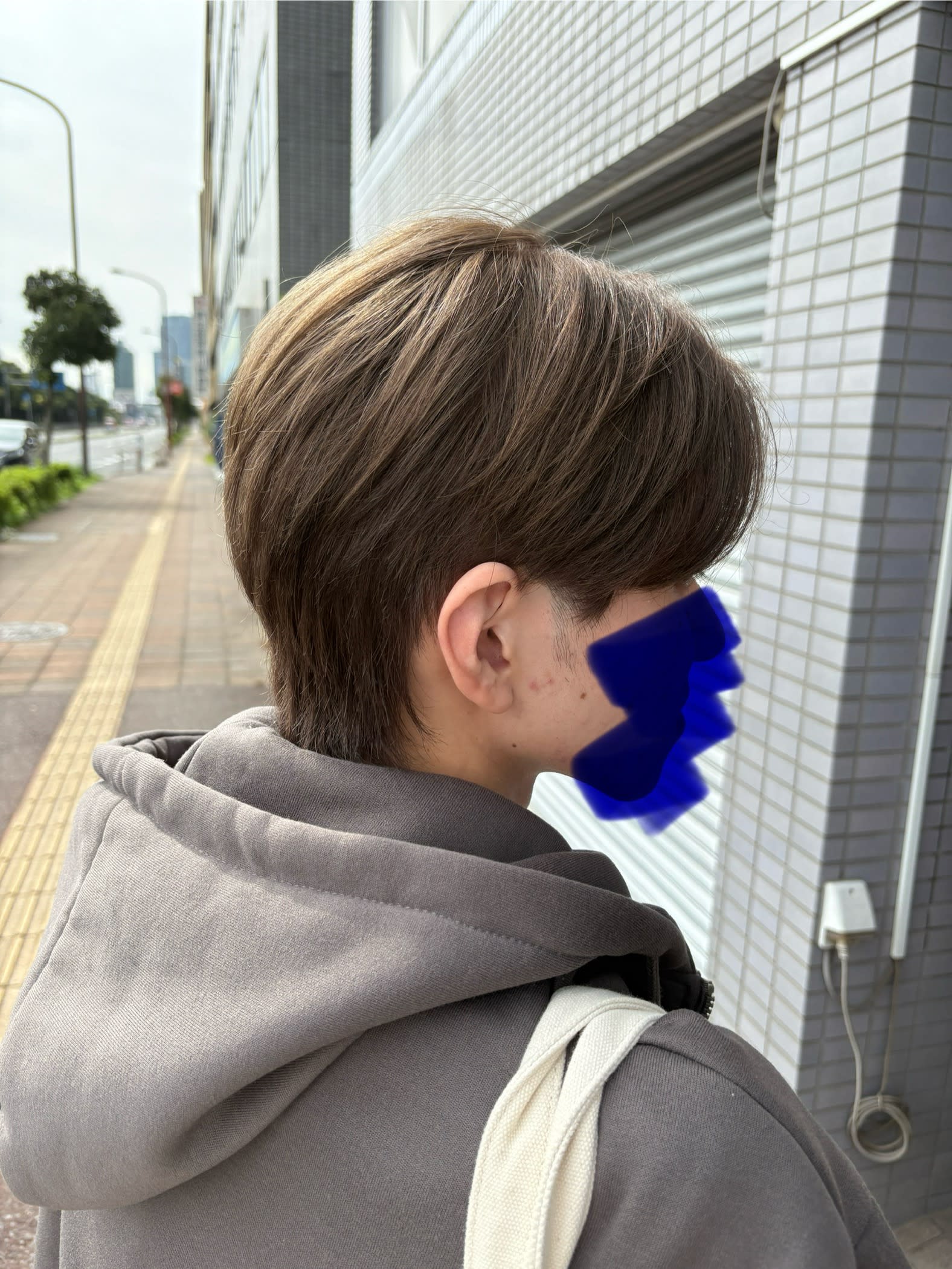 men's salon Blank by SKY【メンズサロンブランクバイスカイ】のスタイル紹介。ミルクティーニュアンスセンターパートウルフ