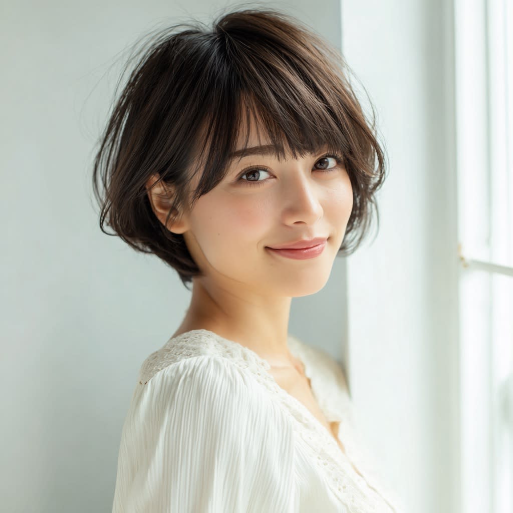 hair green百合ヶ丘【ヘア グリーン ユリガオカ】のスタイル紹介。大人可愛いふんわりシルエットの軽やかショート