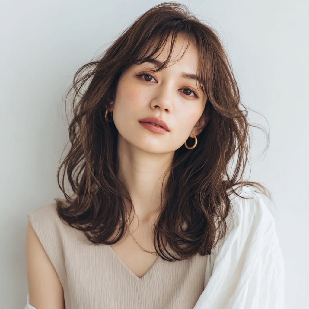 hair green百合ヶ丘【ヘア グリーン ユリガオカ】のスタイル紹介。肩下ぐらいでふんわり揺れる大人の上品ヘア。