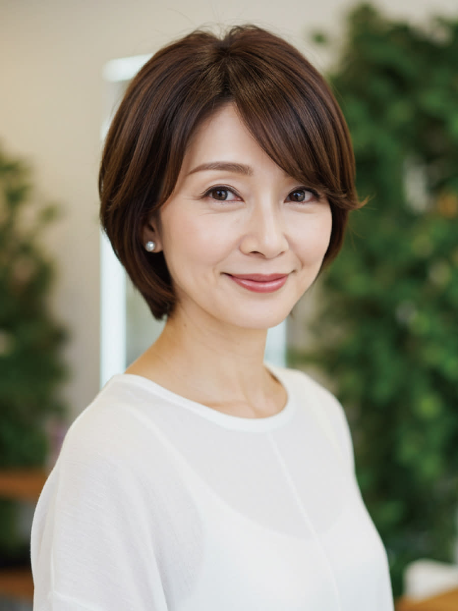 ダメージレスサロン I・STYLE 藤三陽光台店【アイスタイル】のスタイル紹介。40-50代にオススメ★大人のエアリーレイヤーボブ