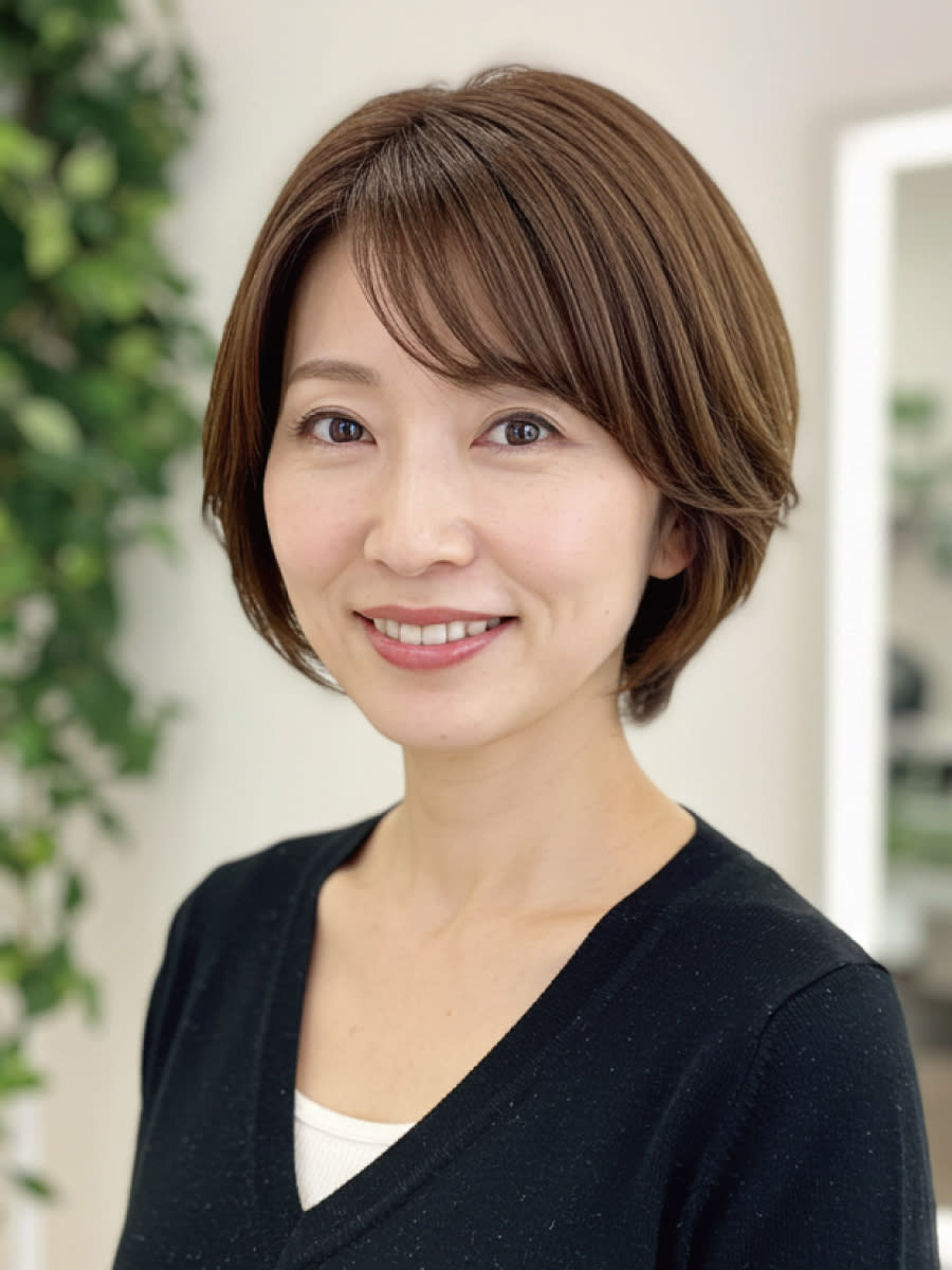 ダメージレスサロン I・STYLE 藤三陽光台店【アイスタイル】のスタイル紹介。40-50代にオススメ★軽やかエアリーレイヤーショート