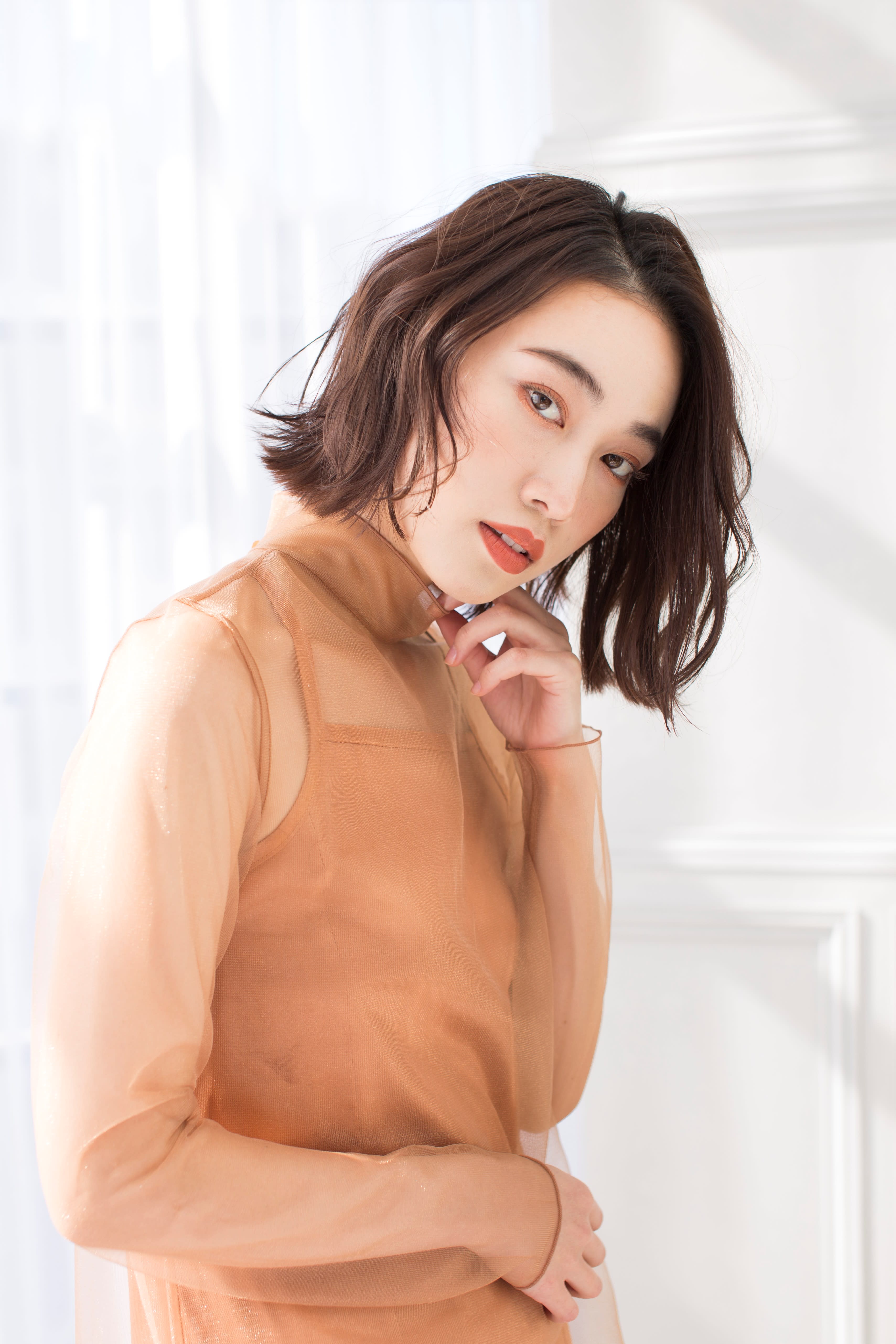 Totia 本通【トティア ホンドオリ】のスタイル紹介。【Totia本通】外ハネミディアムボブ×オリーブカラー